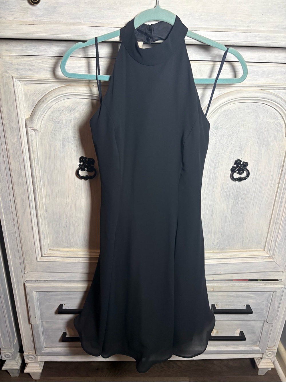 Vintage Jessica Howard Black Pearl Detail Halter Cocktail Dress Flare 90’s - Picture 3 of 9